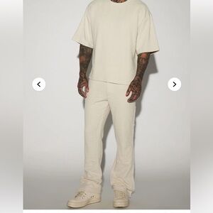 NWT Fashion Nova Men's JORDAN Textured Carpenter Pants  Off White  Size 38